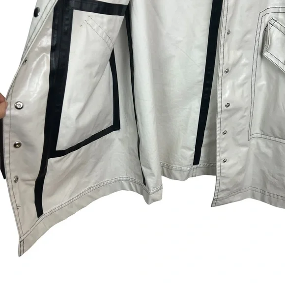 AlexaChung Ivory Hooded Coated Cotton Blend Oversized Rain Trench Coat Jacket